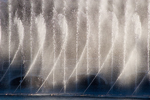 Photo of water fountain illustrating creative use of shutter speeds